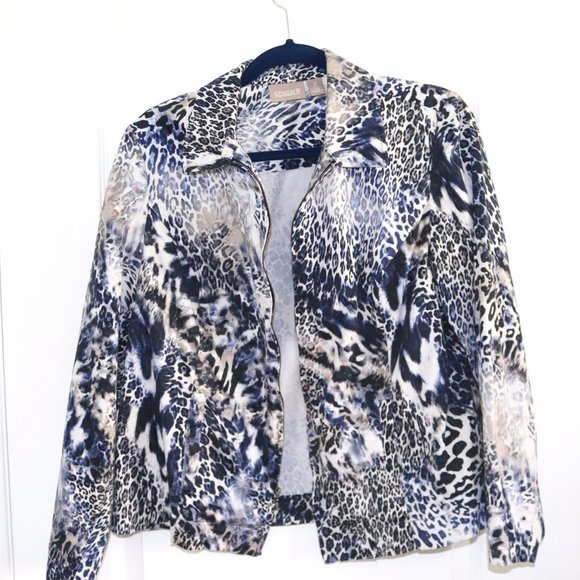 Zippered Animal Print Blazer - Picture 1 of 4